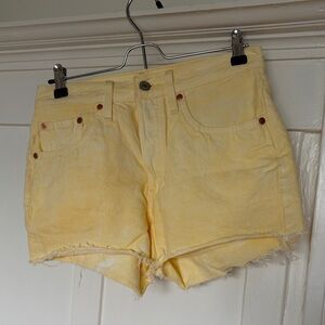 Levi's Yellow High-Rise Denim Cutoff Shorts